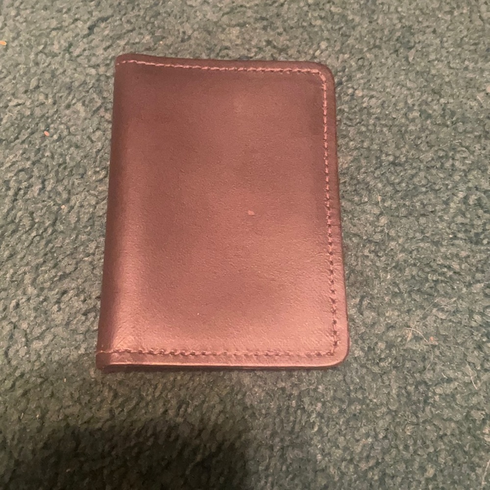 Brown leather bifold ID holder